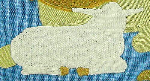 Detail of the lamb before embroidery