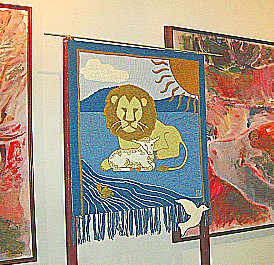 Knitted Tapestry on display